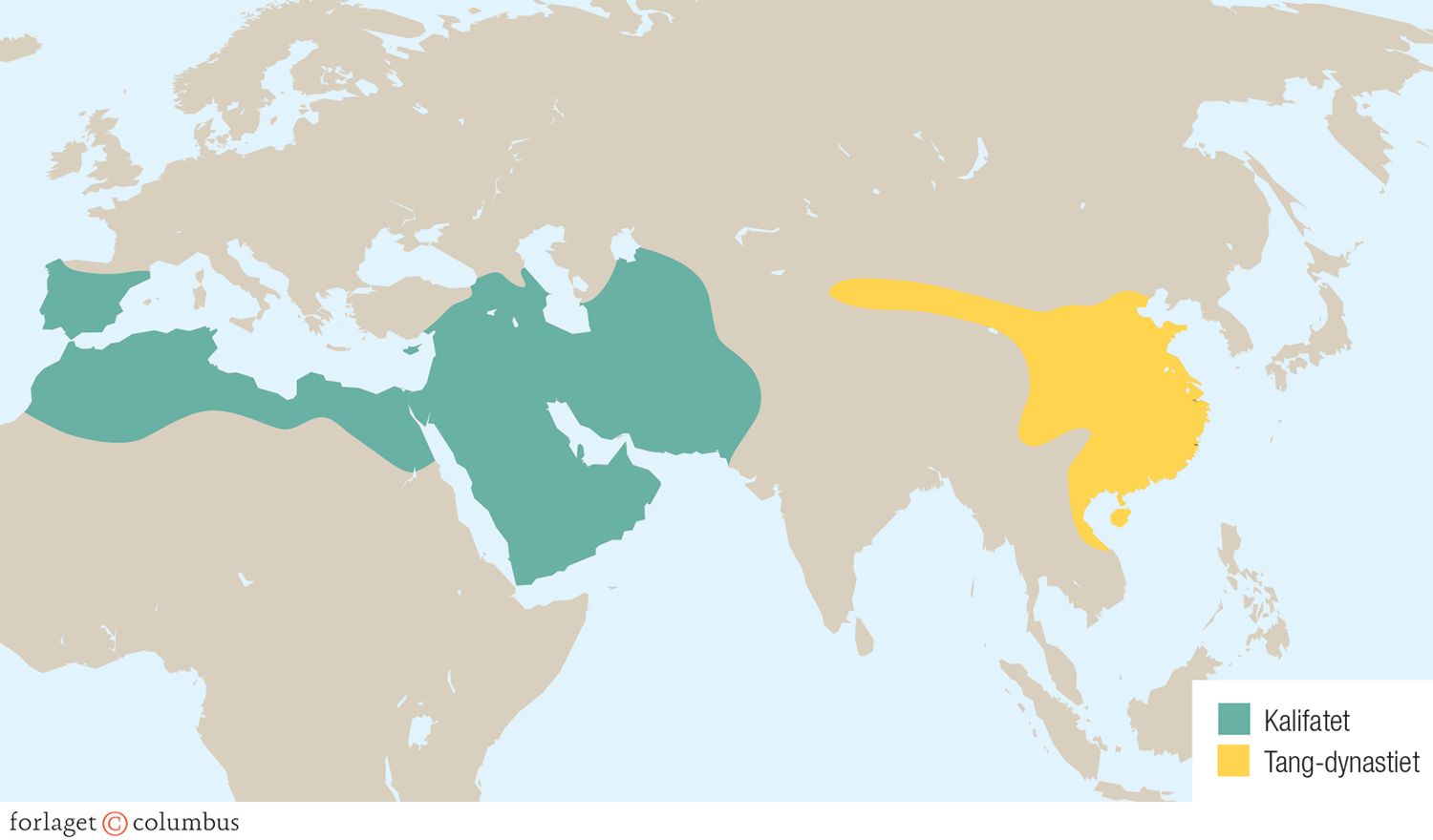 Det islamiske kalifat og Tang-dynastiet omkring år 700