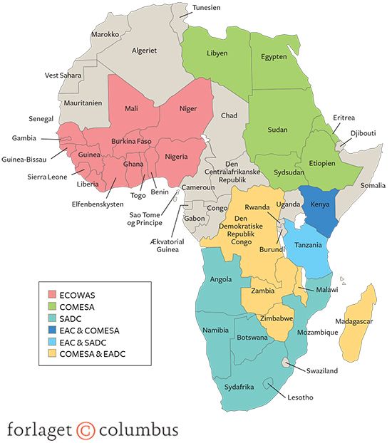 22.9 Et udvalg af overlappende frihandelsområder og toldunioner i Afrika