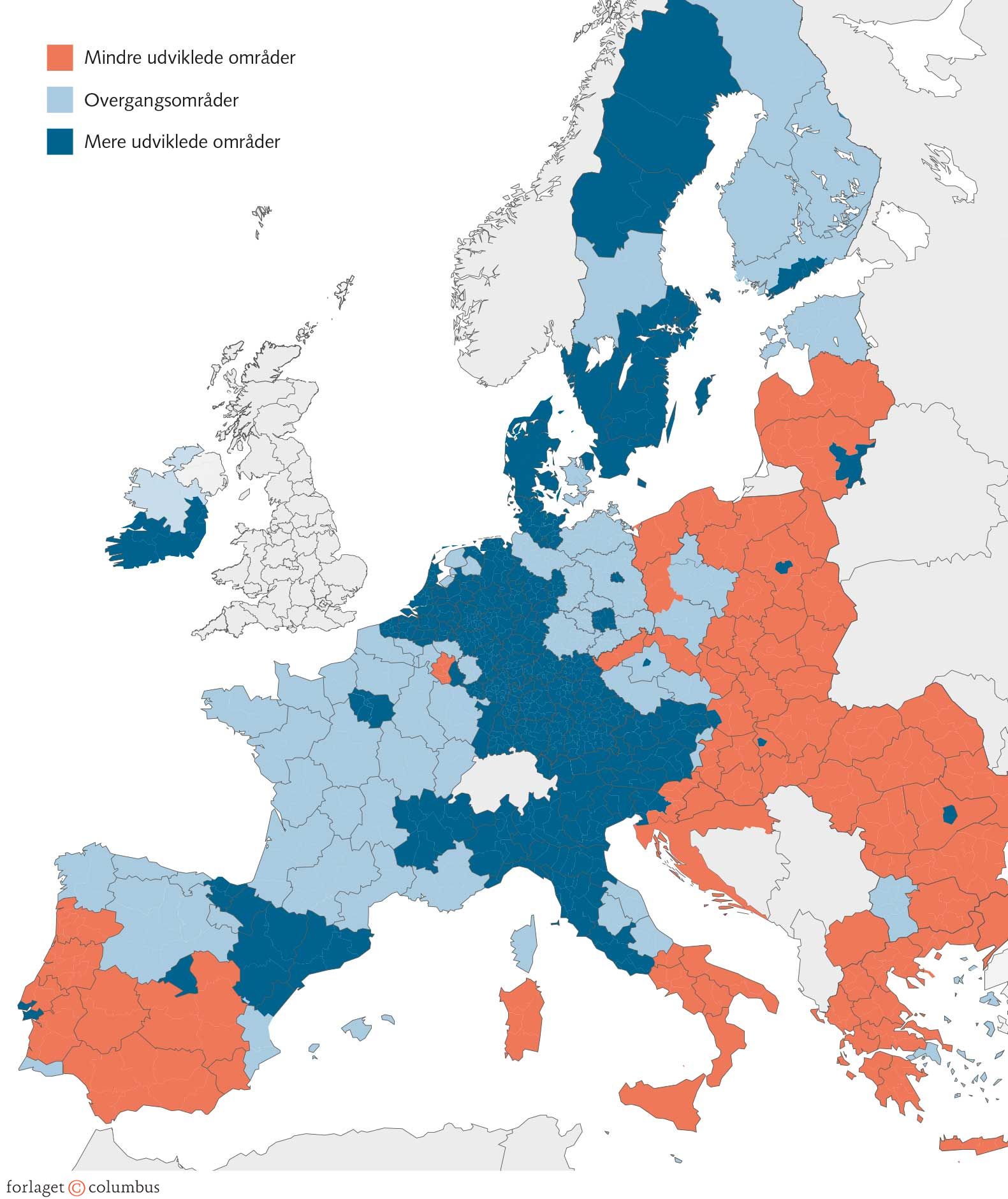 FIGUR 3.14 Regionerne i EU opdelt efter BNP pr. indbygger, % af gennemsnittet