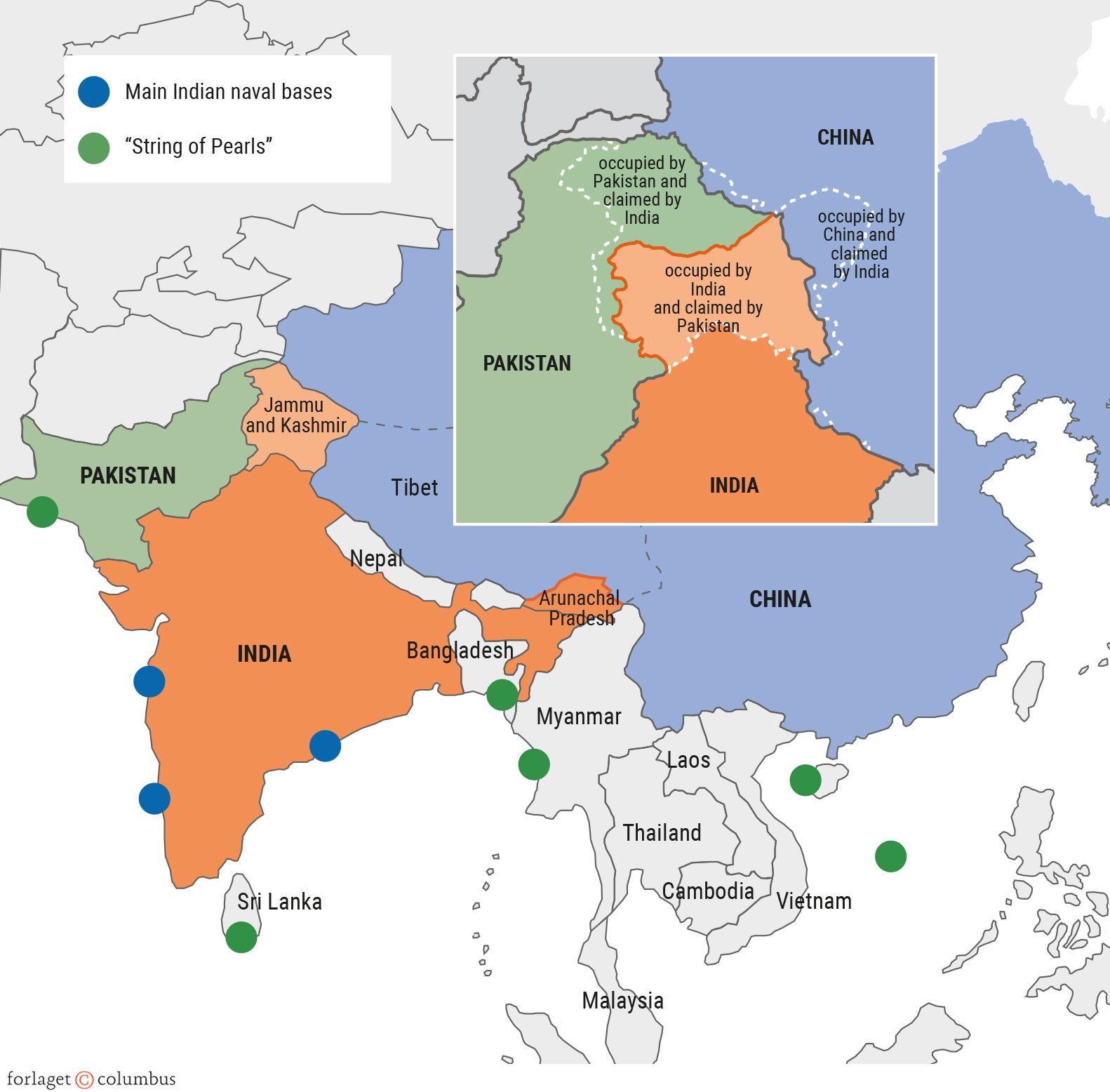 Figur 3.16. Det sydasiatiske sikkerhedskompleks med Kashmir i centrum