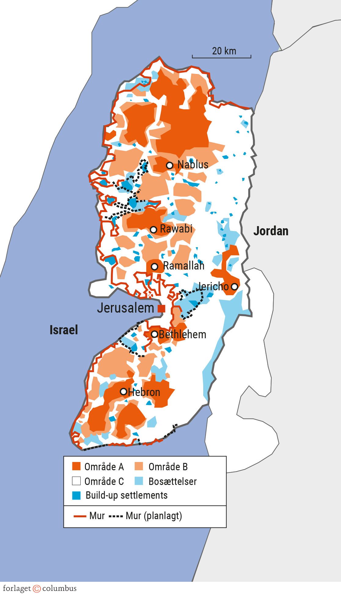 Figur 4.11. Israel og dets naboer samt Vestbreddens opdeling (b)