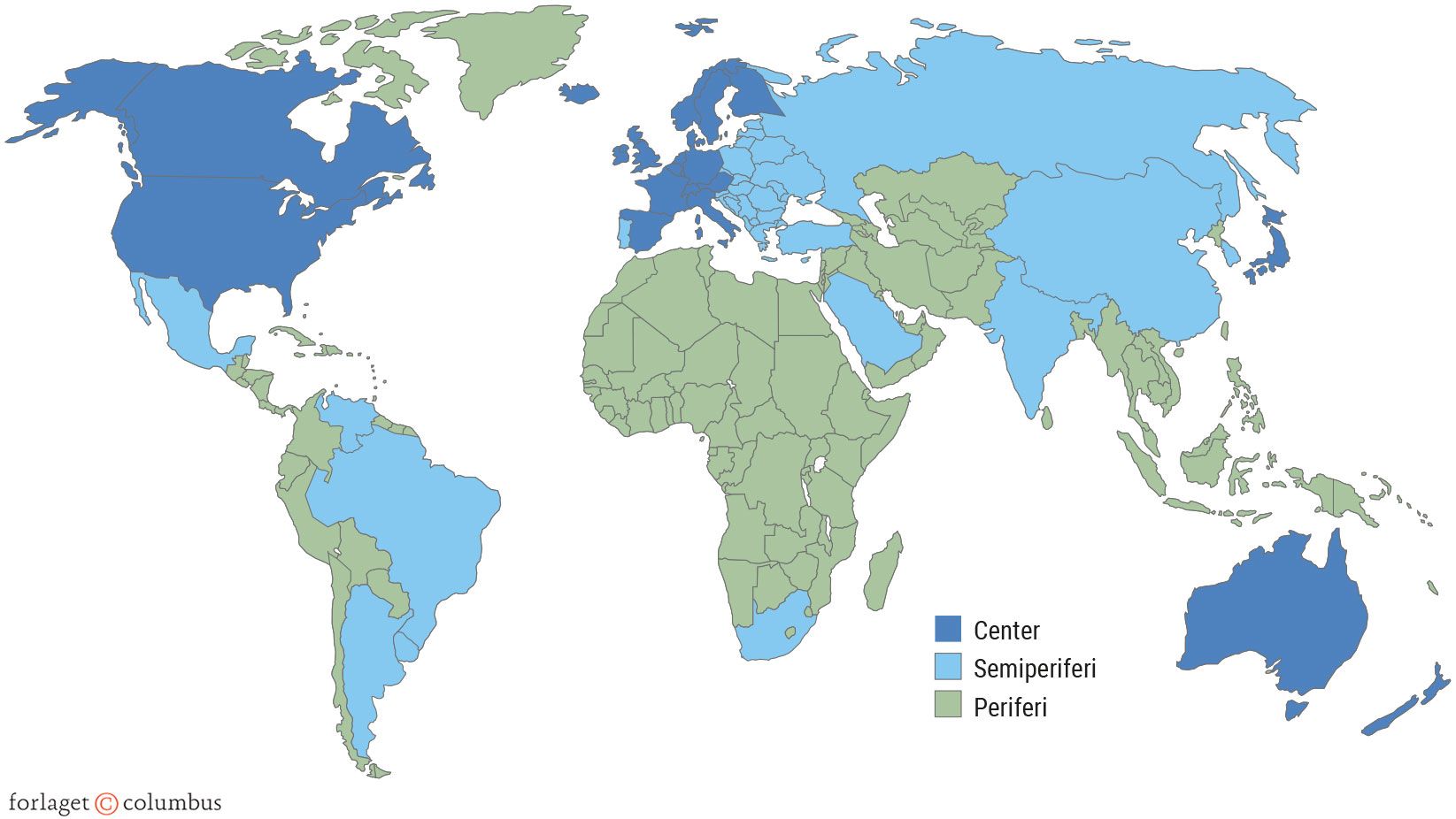 Figur 7.10. Wallersteins verdenssystem omkring år 2000