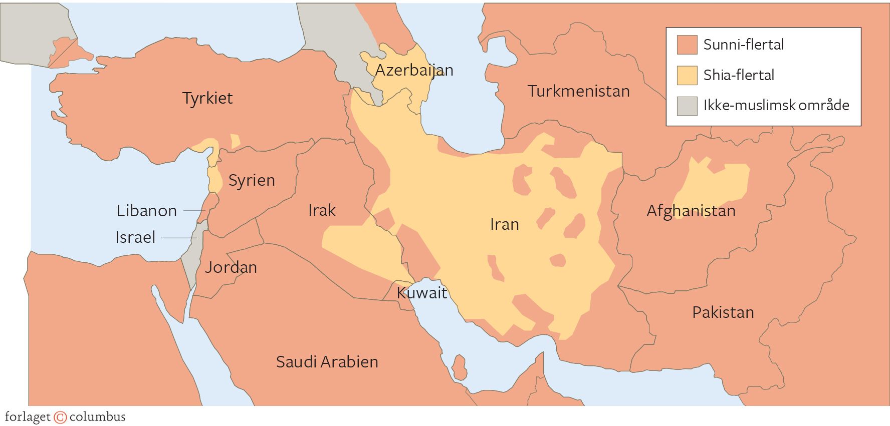 Figur 9.11 Religiøse skillelinjer i Mellemøsten