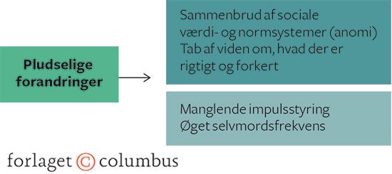 Figur 2.5 Durkheims model for udvikling af anomi og selvmord