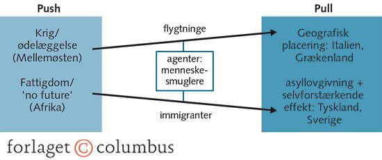 Figur 4.4 Flygtning- og immigrantstrømmen - bestemmende faktorer