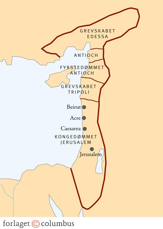Mellemøsten o. 1140. Korsridderstaternes grænse